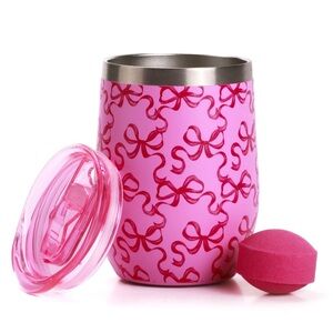 Hi Peach Layne Bow Tumbler and Bath Bomb Gift Set Pink